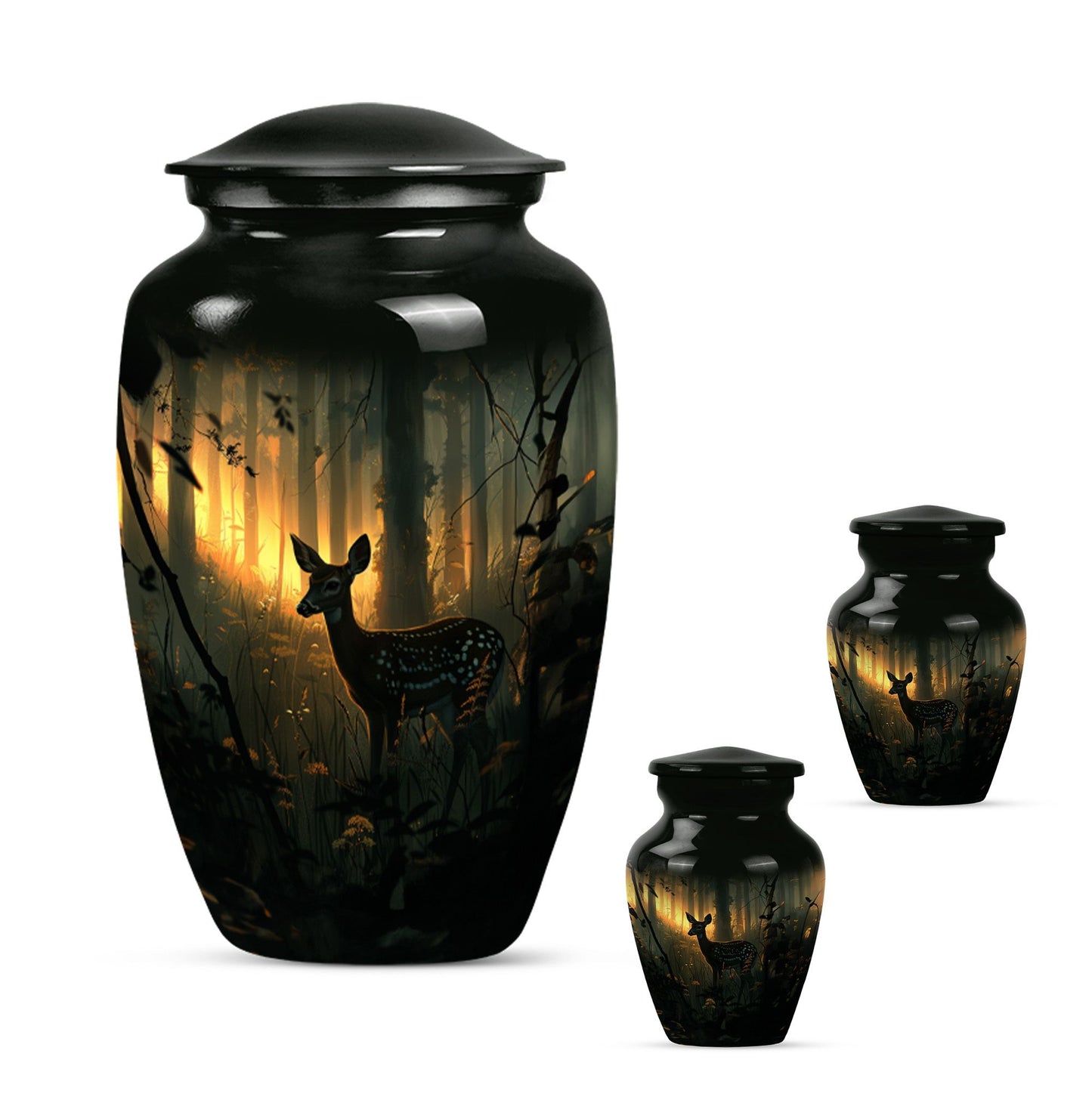 10-inch classic gramophone-themed deer urn.