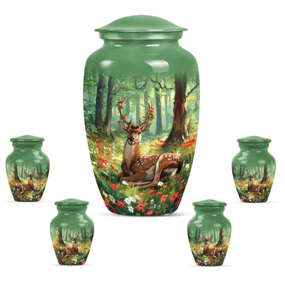 Classic 10-inch deer urn.