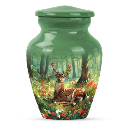 Classic 10-inch deer urn.