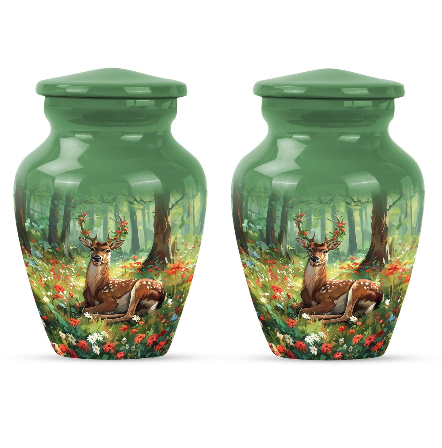 Classic 10-inch deer urn.