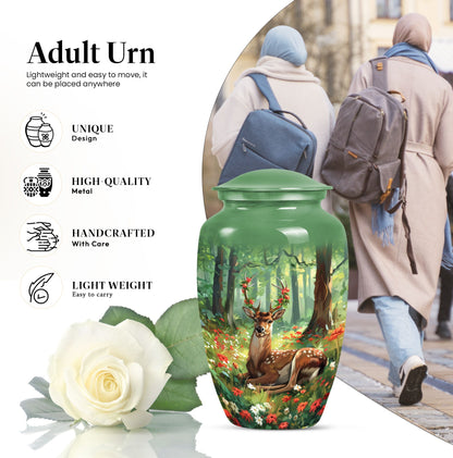 Classic 10-inch deer urn.