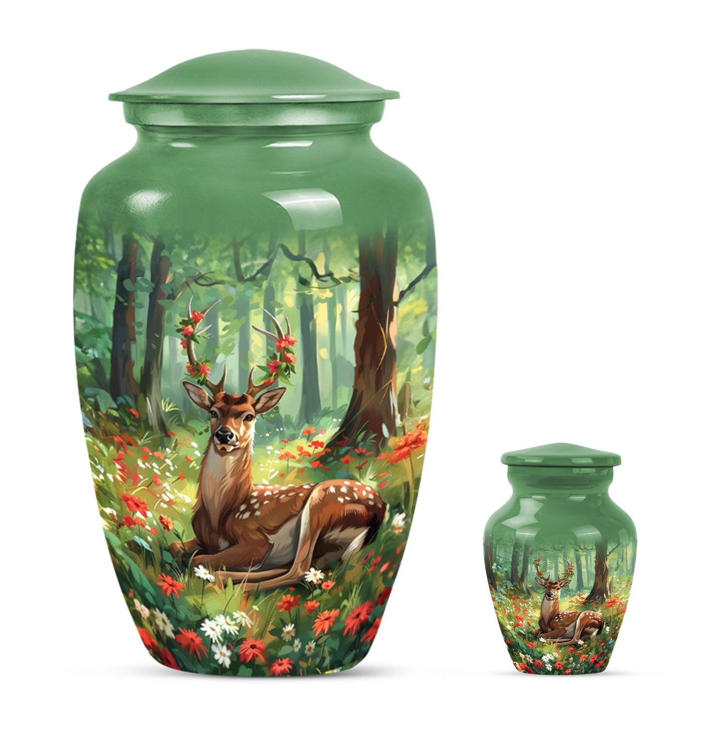 Classic 10-inch deer urn.