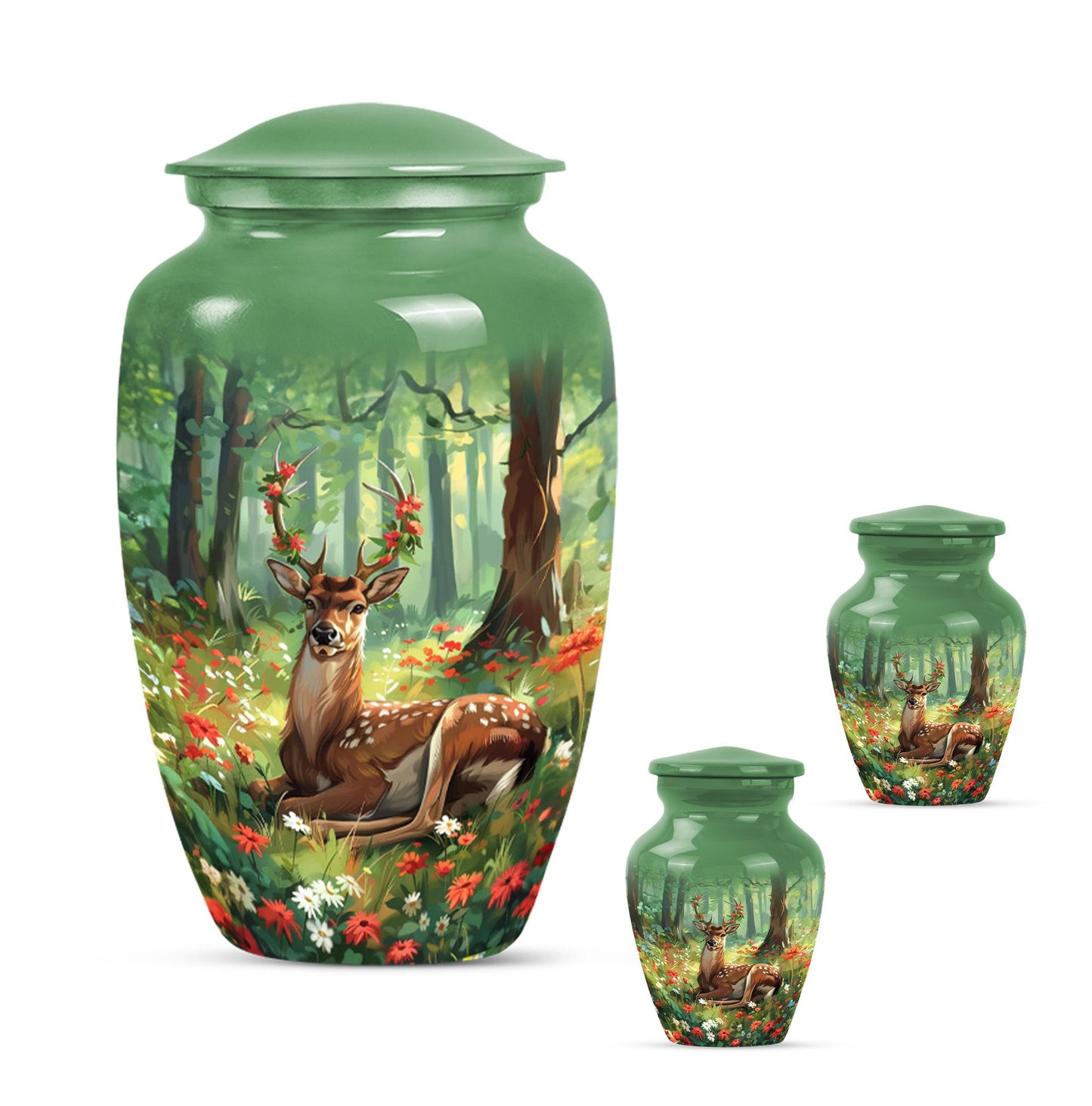 Classic 10-inch deer urn.