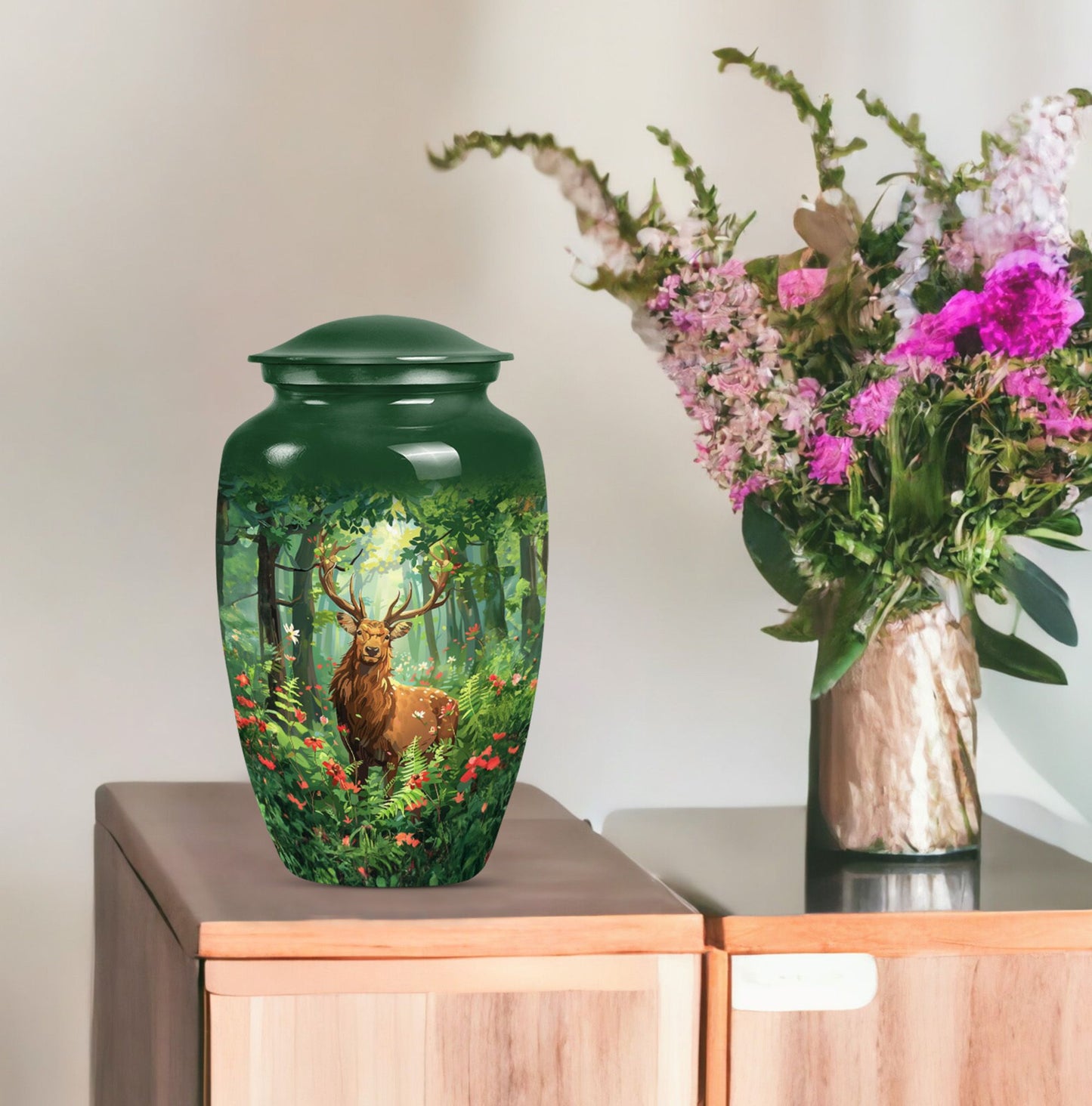 Handcrafted  deer urn 