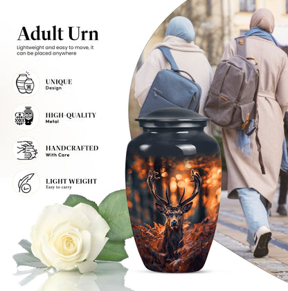 Classic 10-inch aluminium deer urn for ashes.