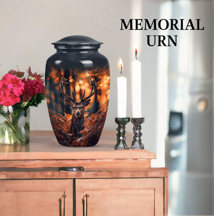 Classic 10-inch aluminium deer urn for ashes.