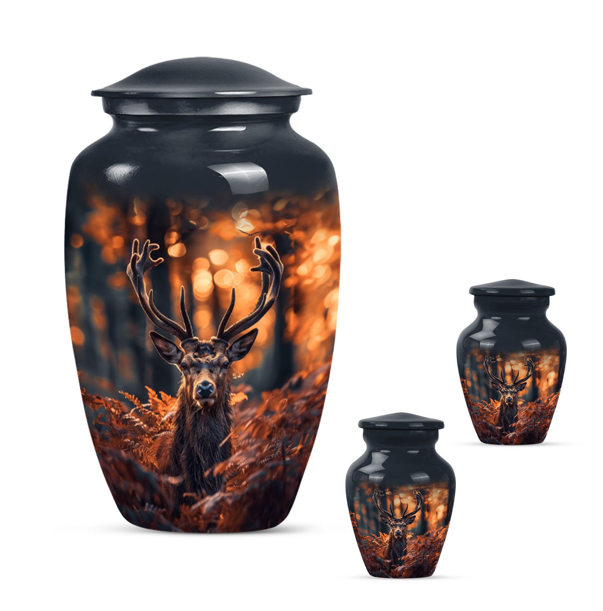 Classic 10-inch aluminium deer urn for ashes.