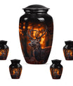 Deer Theme Large Urn With 4 Keepsake Urn