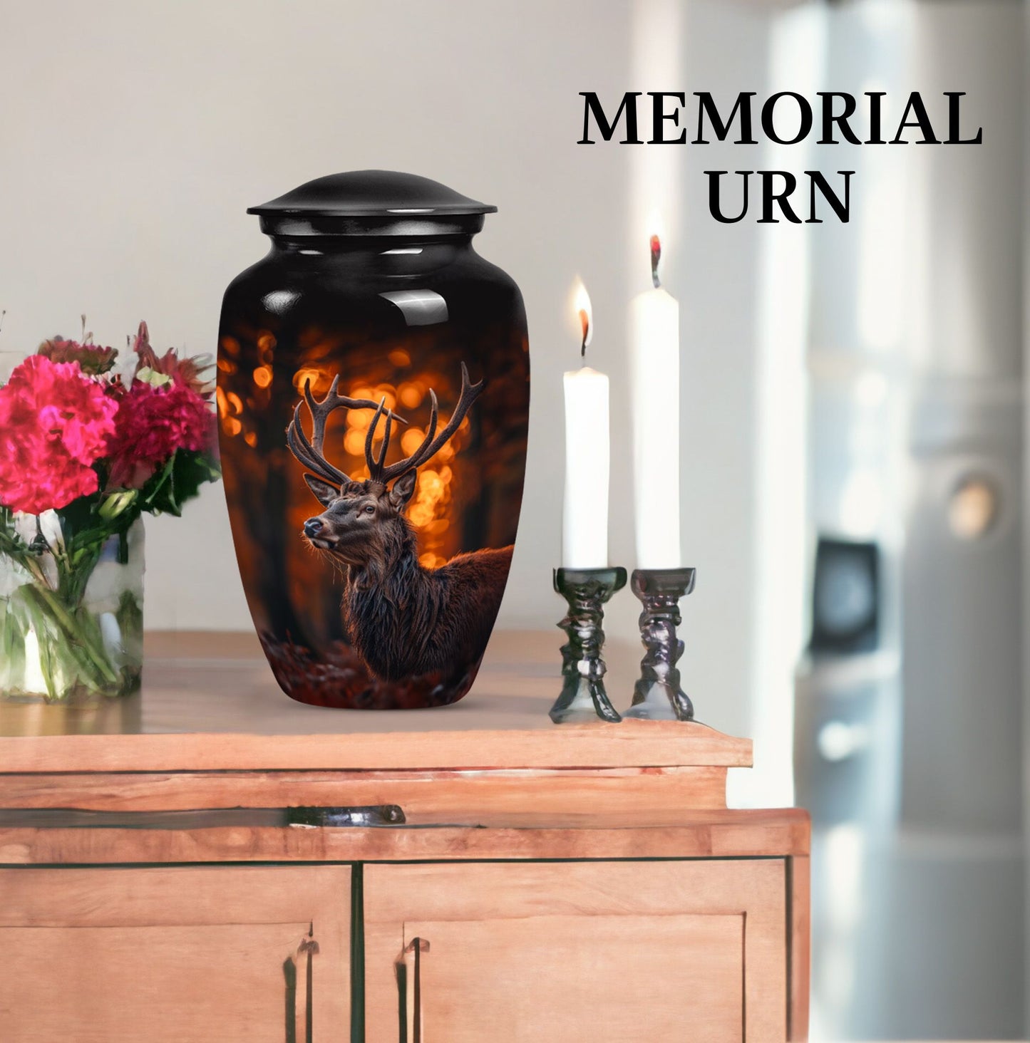 10-inch classic aluminium urn with gramophone theme