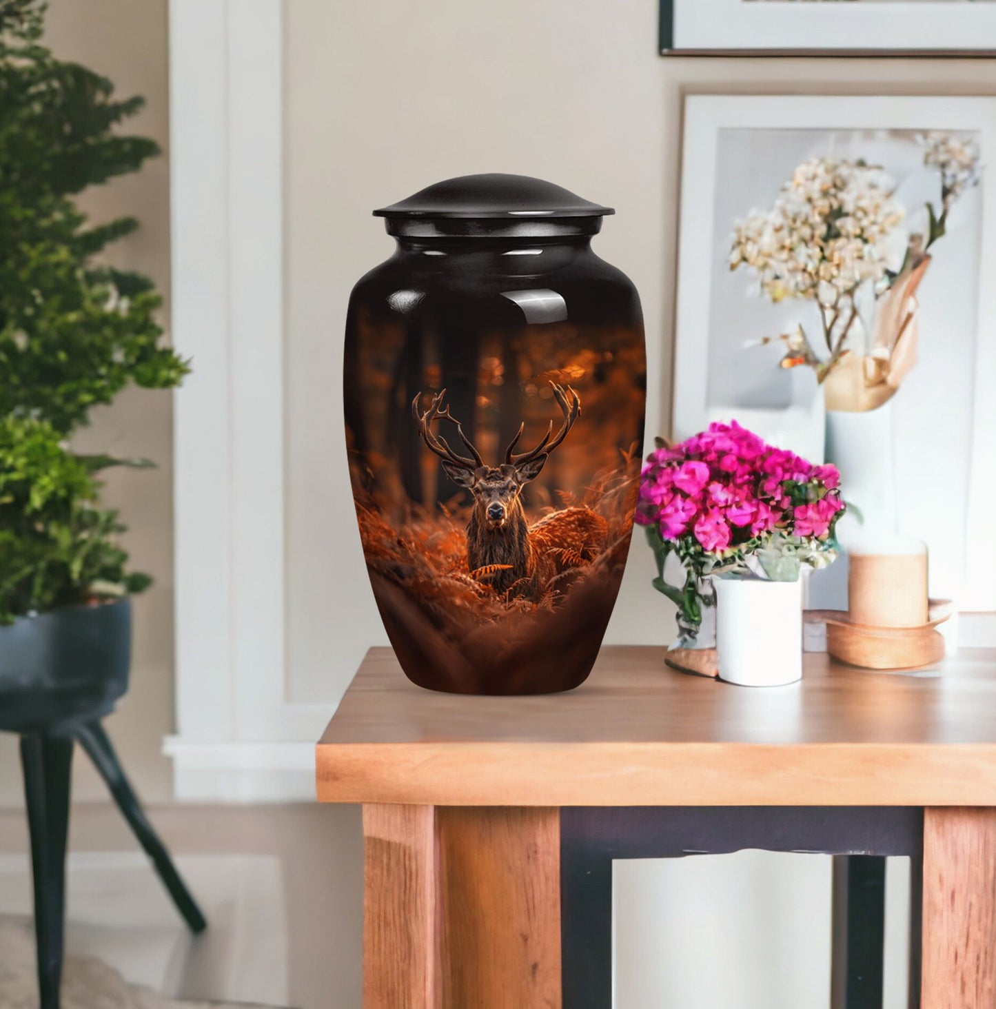 10-inch classic aluminium deer urn with gramophone 