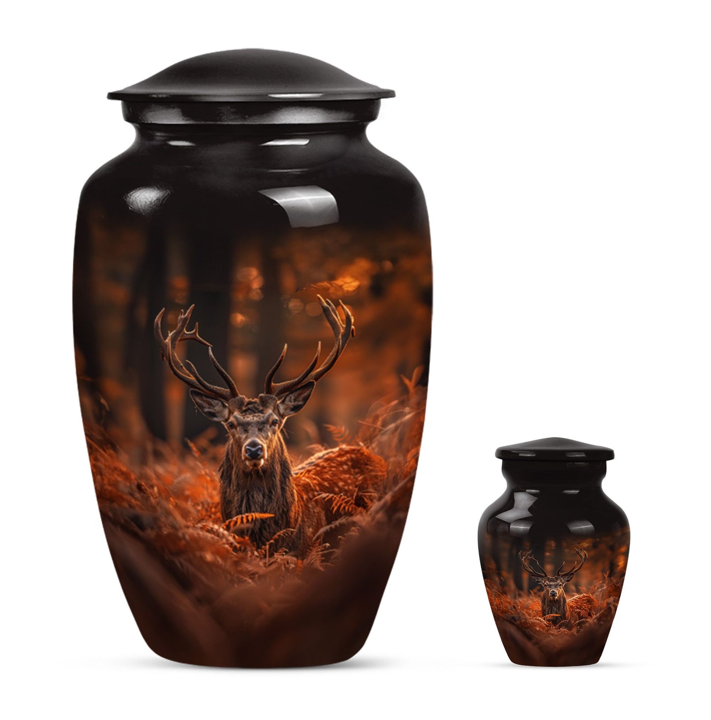 10-inch classic aluminium deer urn with gramophone 