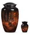 Deer Theme Large Urn With 1 Keepsake Urn