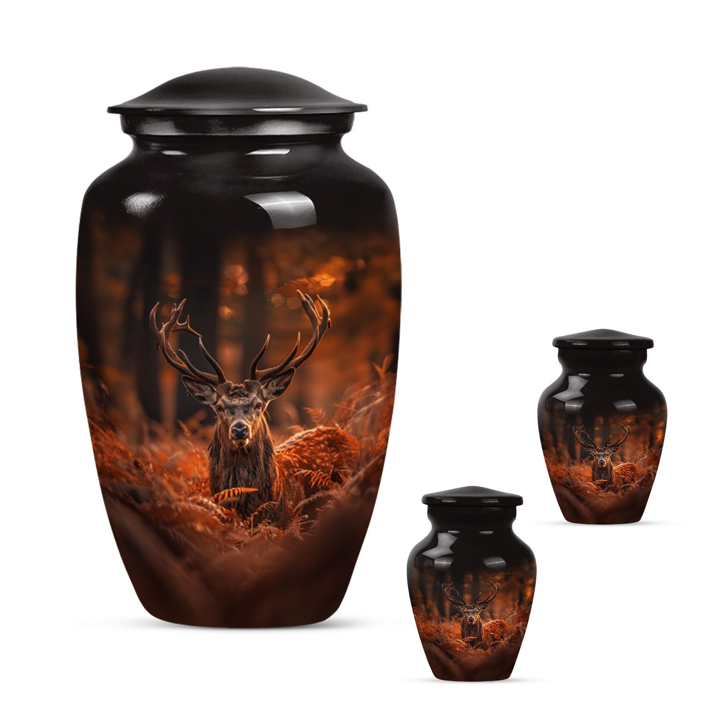 10-inch classic aluminium deer urn with gramophone 