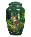 10-inch deer urn, classic design with gramophone theme.
