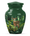 10-inch deer urn, classic design with gramophone theme.