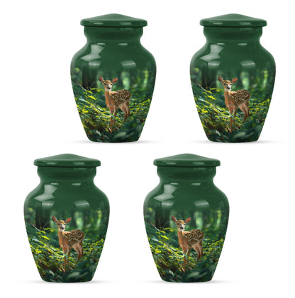 10-inch deer urn, classic design with gramophone theme.