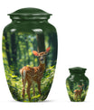 Deer Theme Large Urn With 1 Keepsake Urn