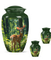 Deer Theme Large Urn With 2 Keepsake Urn