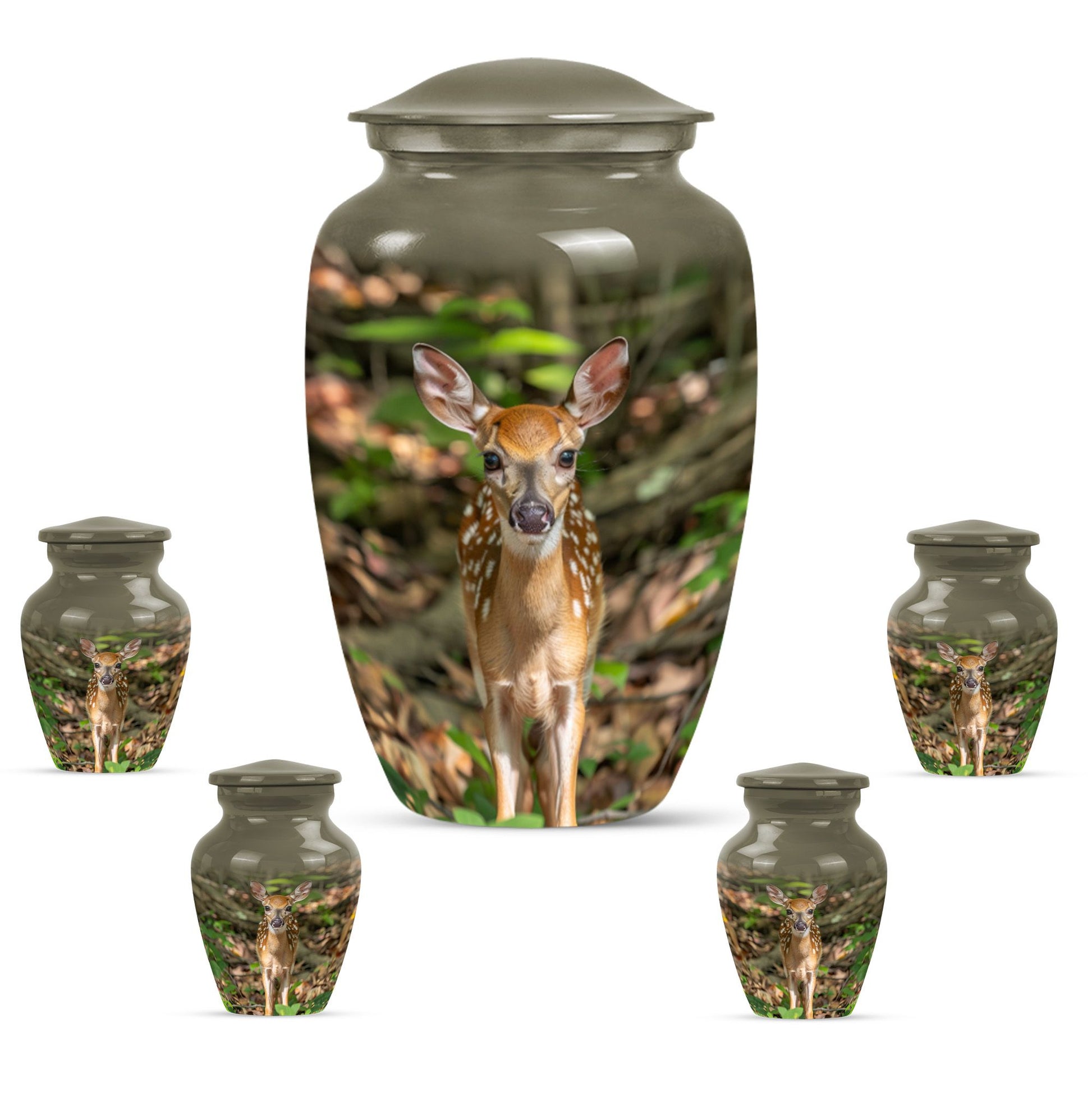 Deer Theme Large Urn With 4 Keepsake Urn