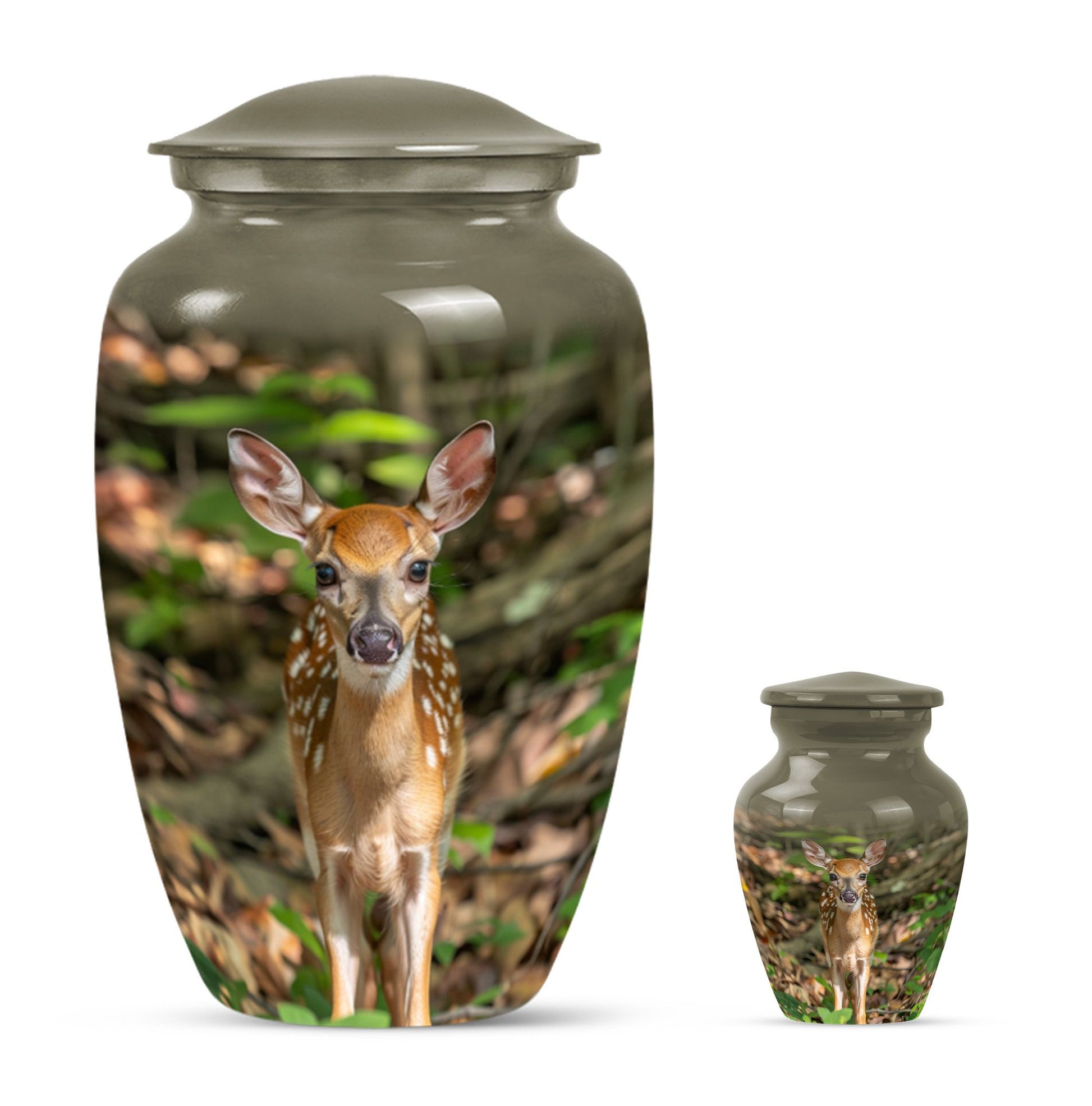 Deer Theme Large Urn With 1 Keepsake Urn