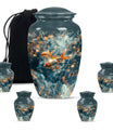 Fish Theme Large Urn With 4 Keepsake Urn