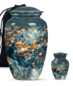 Fish Theme Large Urn With 1 Keepsake Urn