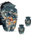 Fish Theme Large Urn With 2 Keepsake Urn
