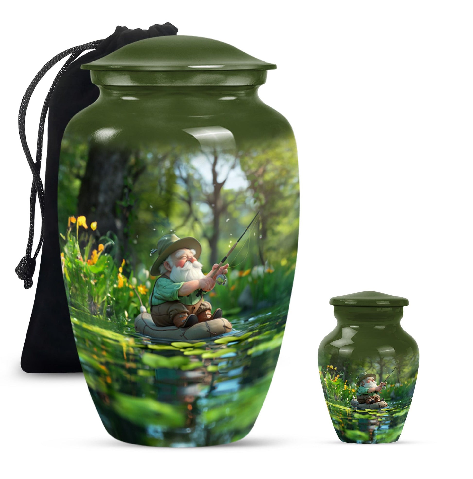 Fishing Theme Large Urn With 1 Keepsake Urn