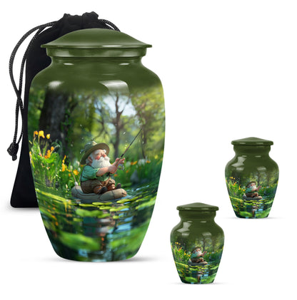Fishing Theme Large Urn With 2 Keepsake Urn