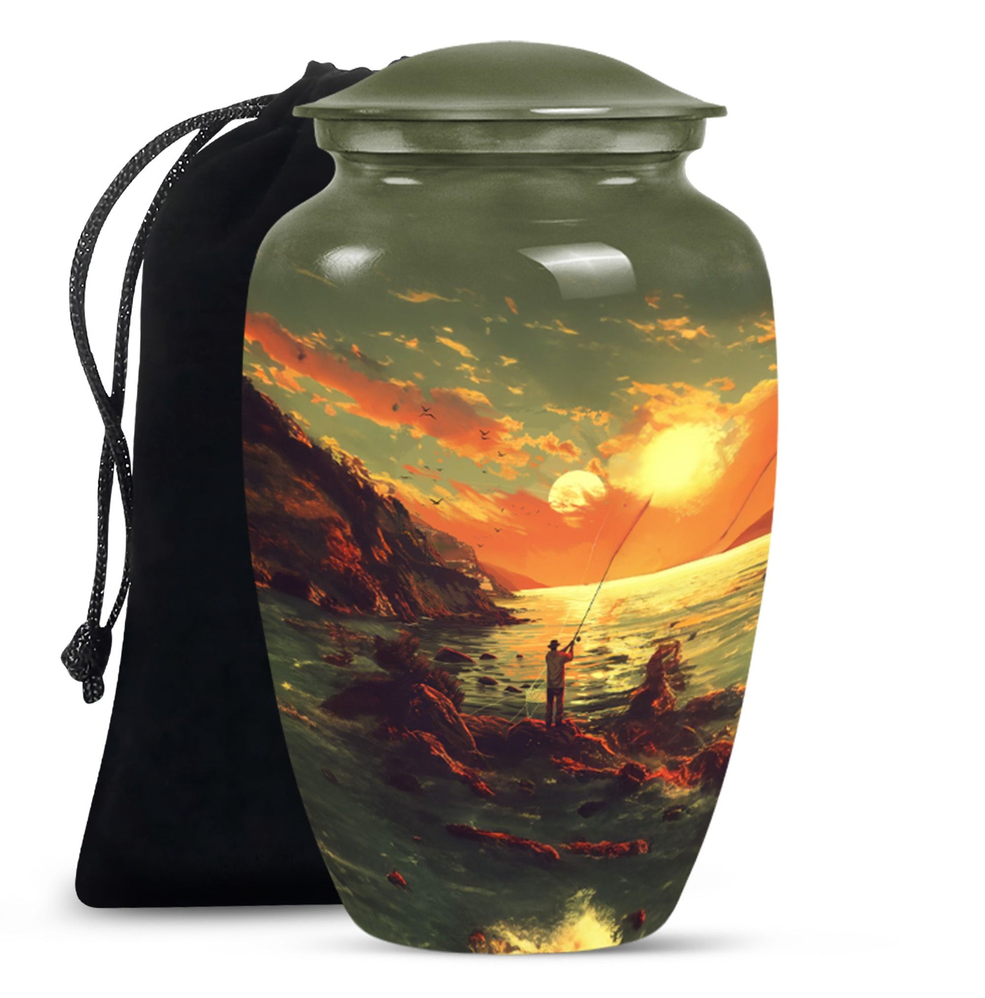 Fishing Theme Large Urn 10 Inch