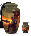 Fishing Theme Large Urn With 1 Keepsake Urn