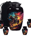 Cowboy Theme Large Urn With 4 Keepsake Urn