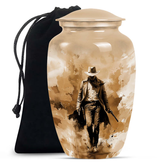 Cowboy Theme Large Urn 10 Inch