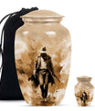Cowboy Theme Large Urn With 1 Keepsake Urn