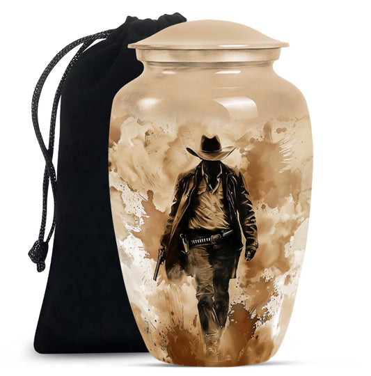 Cowboy Theme Large Urn 10 Inch