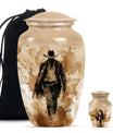 Cowboy Theme Large Urn With 1 Keepsake Urn