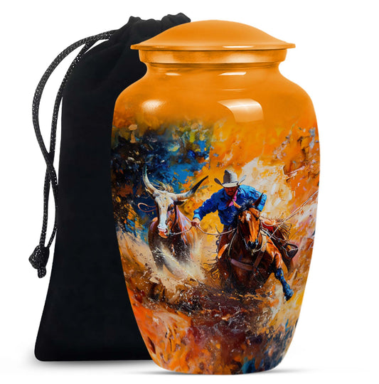 Cowboy Theme Large Urn 10 Inch