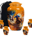 Cowboy Theme Large Urn With 4 Keepsake Urn