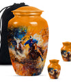 Cowboy Theme Large Urn With 2 Keepsake Urn