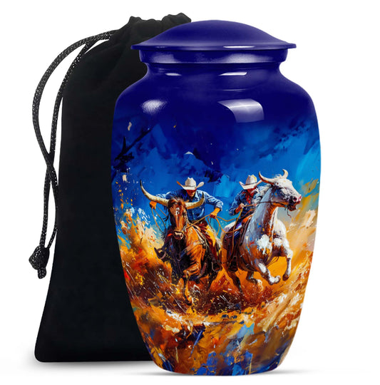 Cowboy Theme Large Urn 10 Inch