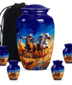 Cowboy Theme Large Urn With 4 Keepsake Urn