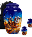 Cowboy Theme Large Urn With 2 Keepsake Urn