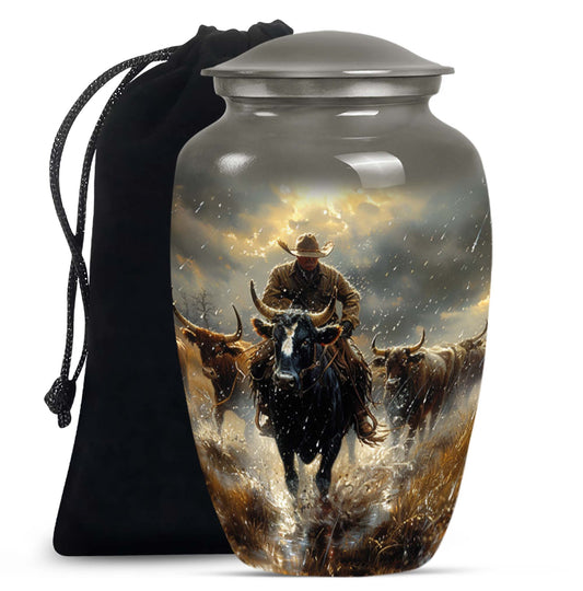 Cowboy Theme Large Urn 10 Inch