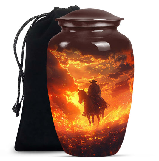 Cowboy Theme Large Urn 10 Inch