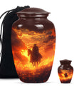 Cowboy Theme Large Urn With 1 Keepsake Urn