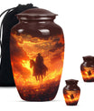 Cowboy Theme Large Urn With 2 Keepsake Urn