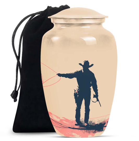 Cowboy Theme Large Urn 10 Inch