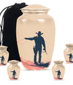 Cowboy Theme Large Urn With 4 Keepsake Urn