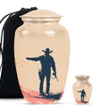 Cowboy Theme Large Urn With 1 Keepsake Urn
