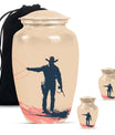 Cowboy Theme Large Urn With 2 Keepsake Urn